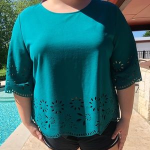 Green Laser Cut Blouse | XL,XXL